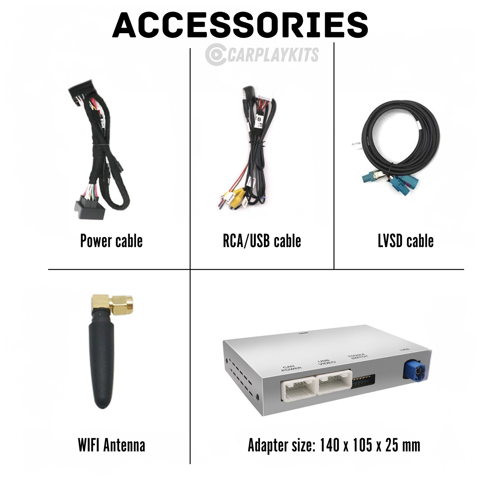 Accessory list for the wireless apple carplay kit for the audi a5